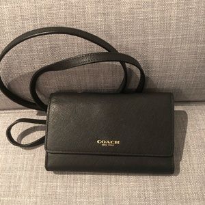 Coach Smooth Leather Trifold Wallet Crossbody Bag